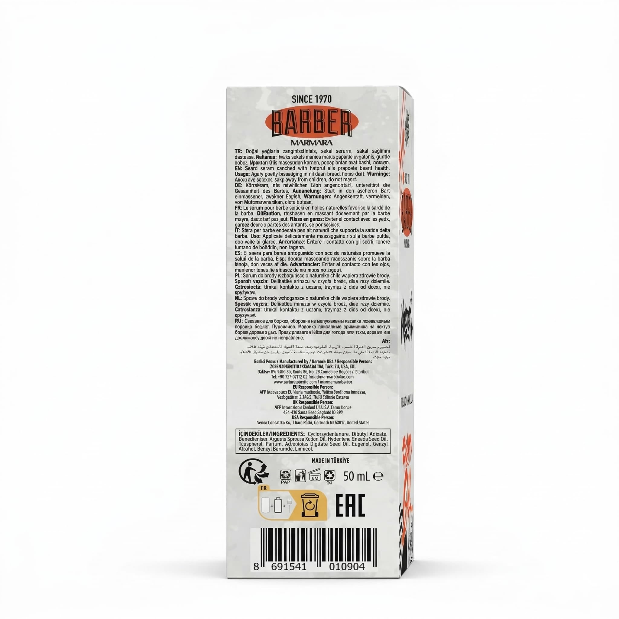 Barber Marmara Olejek do brody Tytoń & Wanilia 50ml, nawilżający olejek do brody i skóry, zmiękcza brodę, łagodzi swędzenie, szybko wchłaniająca się formuła, nie tłusta.