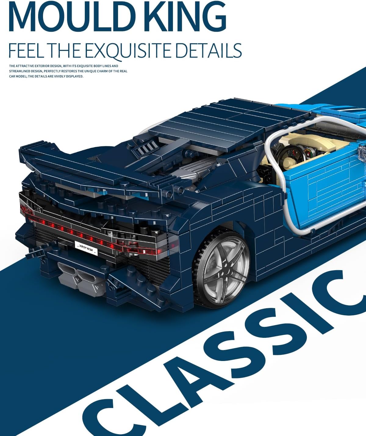 Mould King 10111 Sports Car Building Kits, Scale Model Race Car for Adults, Classic Super Cars Display Model, Collectible Set for Adults to Build, Gift Toys for Teen (1222 PCS)