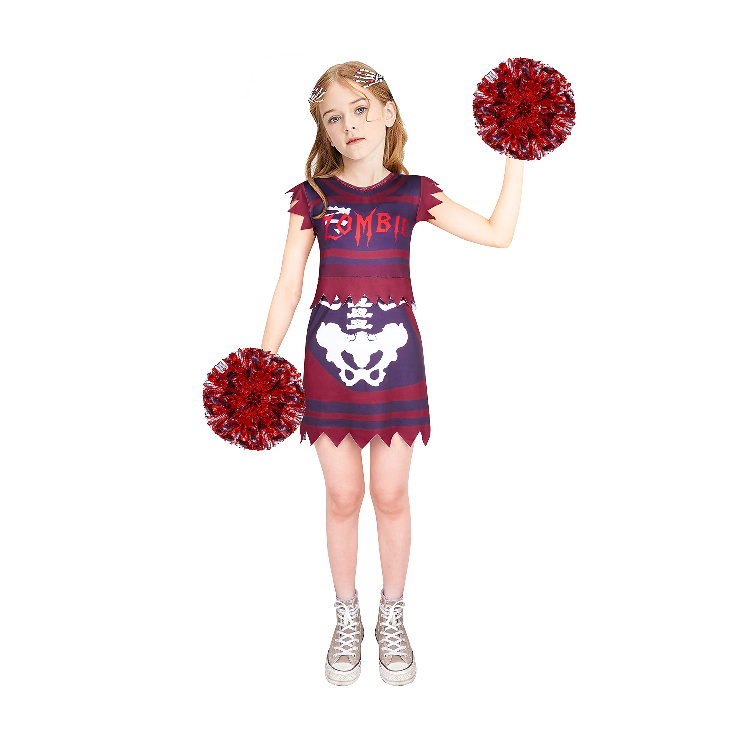 Buy Zombie Girls Cheerleader Dresses Cheer Outfits with Pom Poms Fancy