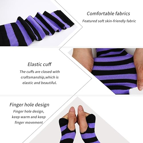 Miniatura 3 de Benefeet Sox Calcetines altos hasta el muslo a rayas para mujeres y niñas, calcetines altos por encima de la rodilla, calentador de piernas, brazos