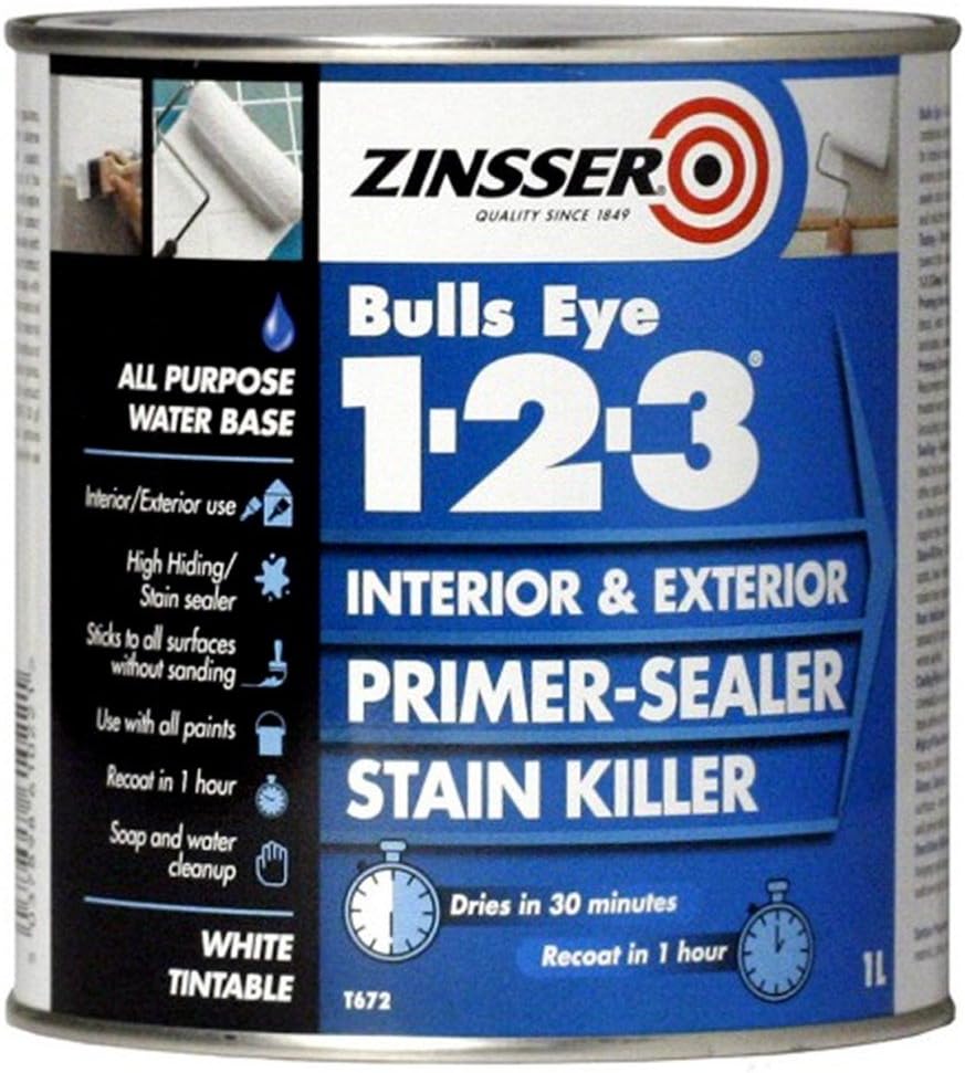 Zinsser Bulls Eye 123 Primer & Sealer 1Ltr by Zinsser Amazon.co.uk