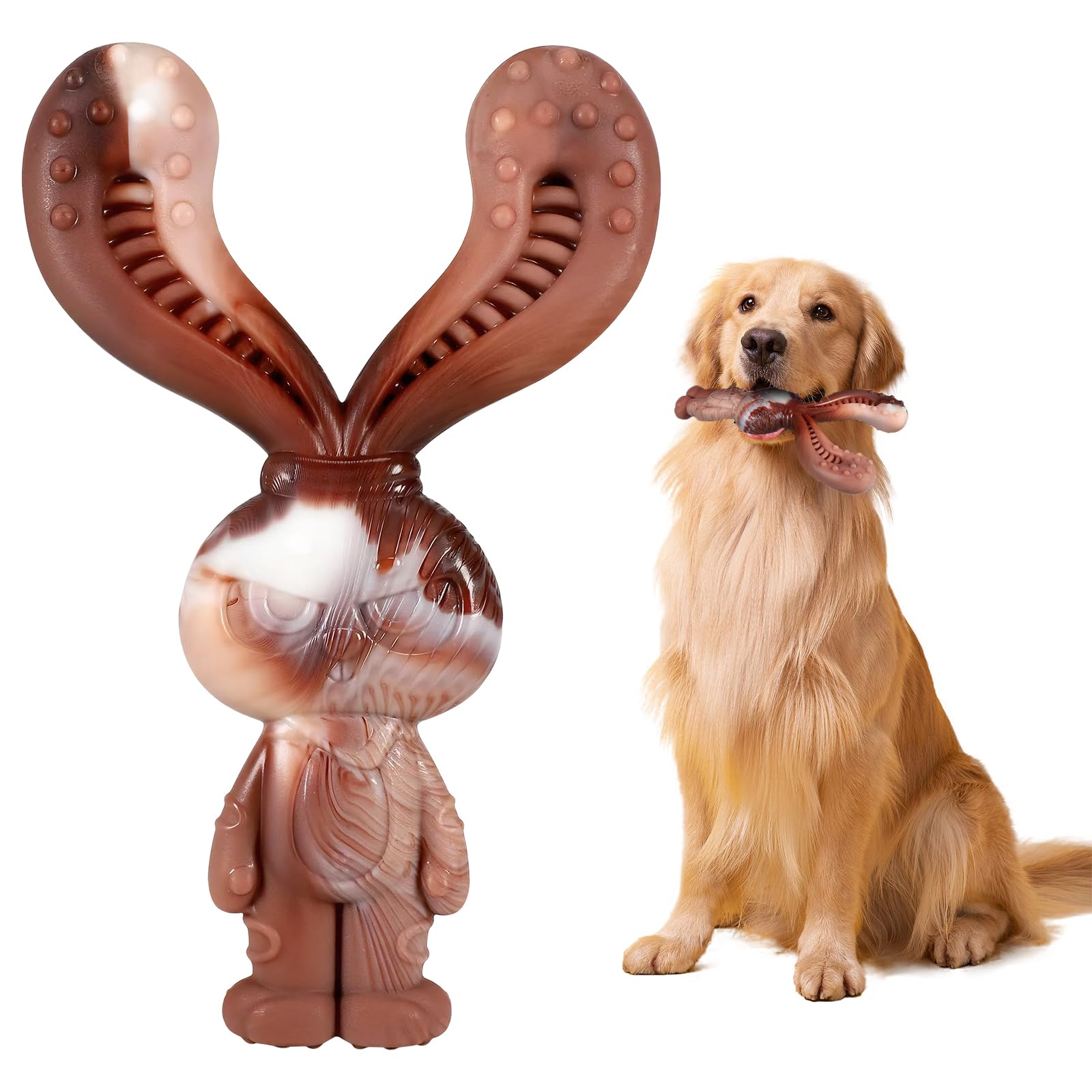 Belligern Indestructible Dog Toys,Dogs Toys Indestructible Dog Toys for Aggressive Chewers,Unbreakable Dog Toys with Beef Flavor,for Medium and Large Dogs (Rabbit)