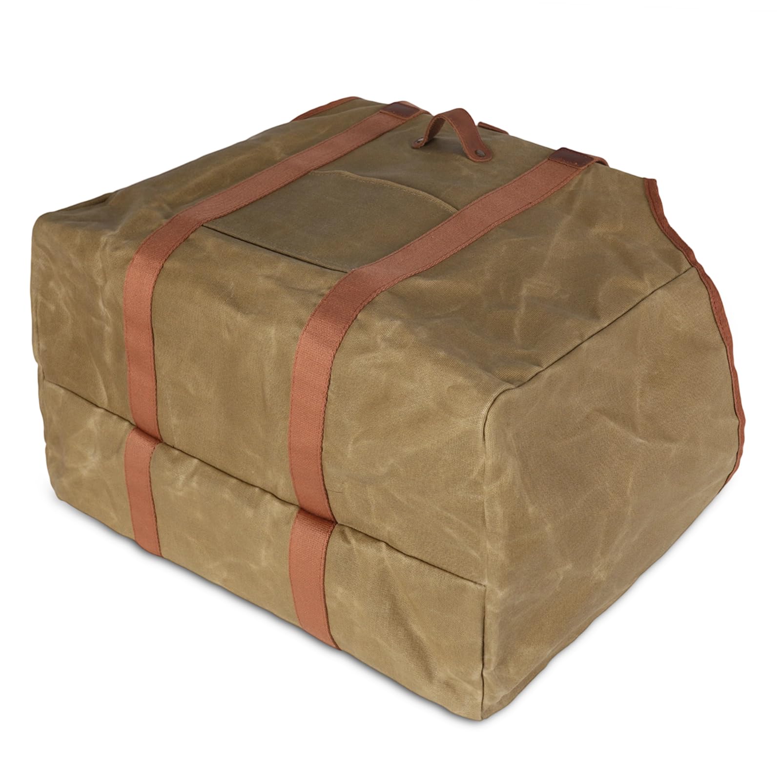 Borsa per legna da ardere in tela cerata resistente, con passante per ascia | Grande capacità, cinturino con fibbia a sgancio rapido, doppie maniglie per il trasporto, tasca frontale per attrezzi