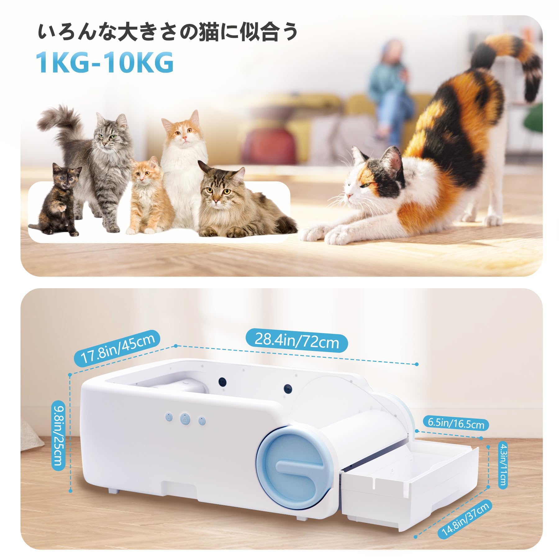 自動猫用トイレ 挟み込み防止 防臭設計 アプリ遠隔操作 Amazon | 猫 自動トイレ，挟み込み防止無臭，アプリ遠隔操作，開放