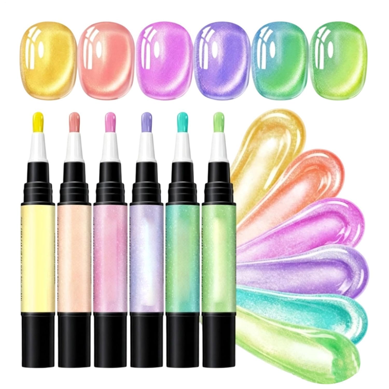 Nail Pens | 6 Piece Quick-Drying Manicure Tools - Nail Varnish Pens Set | for Beauty & Home Salon Girls Travel Beginner Art