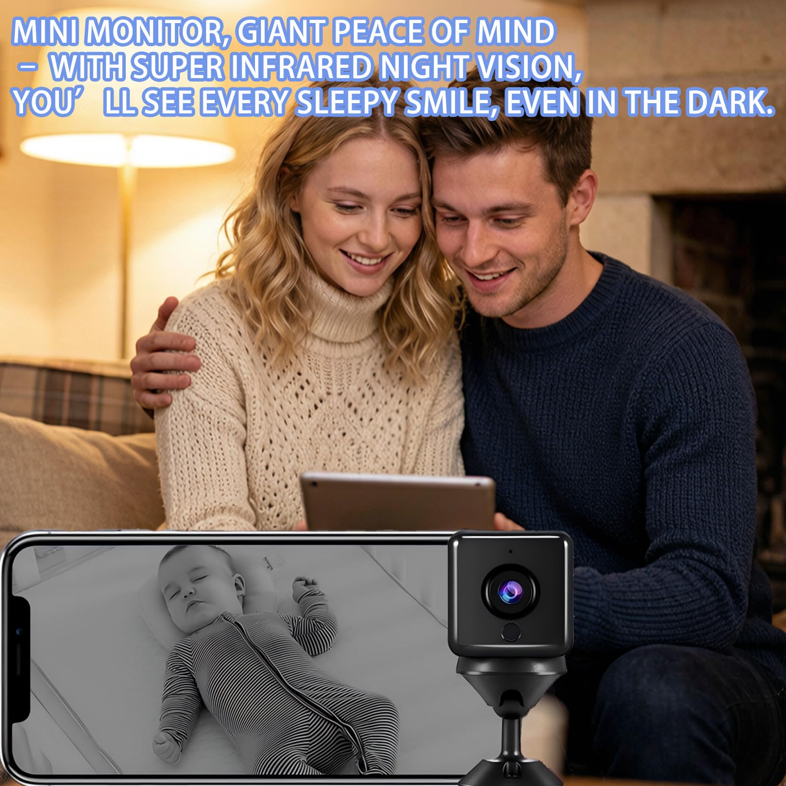 Mini macchina fotografica, visione notturna, rilevamento del movimento AI