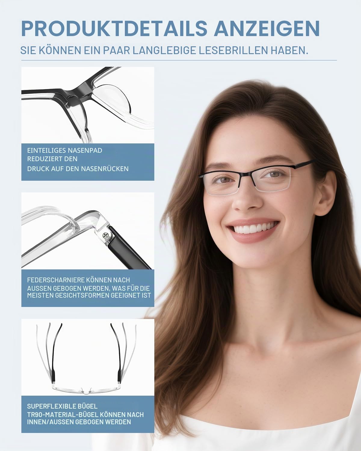 TERAISE Lesebrille für Herren und Damen - Anti-Blaulicht, Leicht, Modisch und Komfortabel - Robuste Computer-Lesehilfe mit Blaulichtfilter und Federscharnier