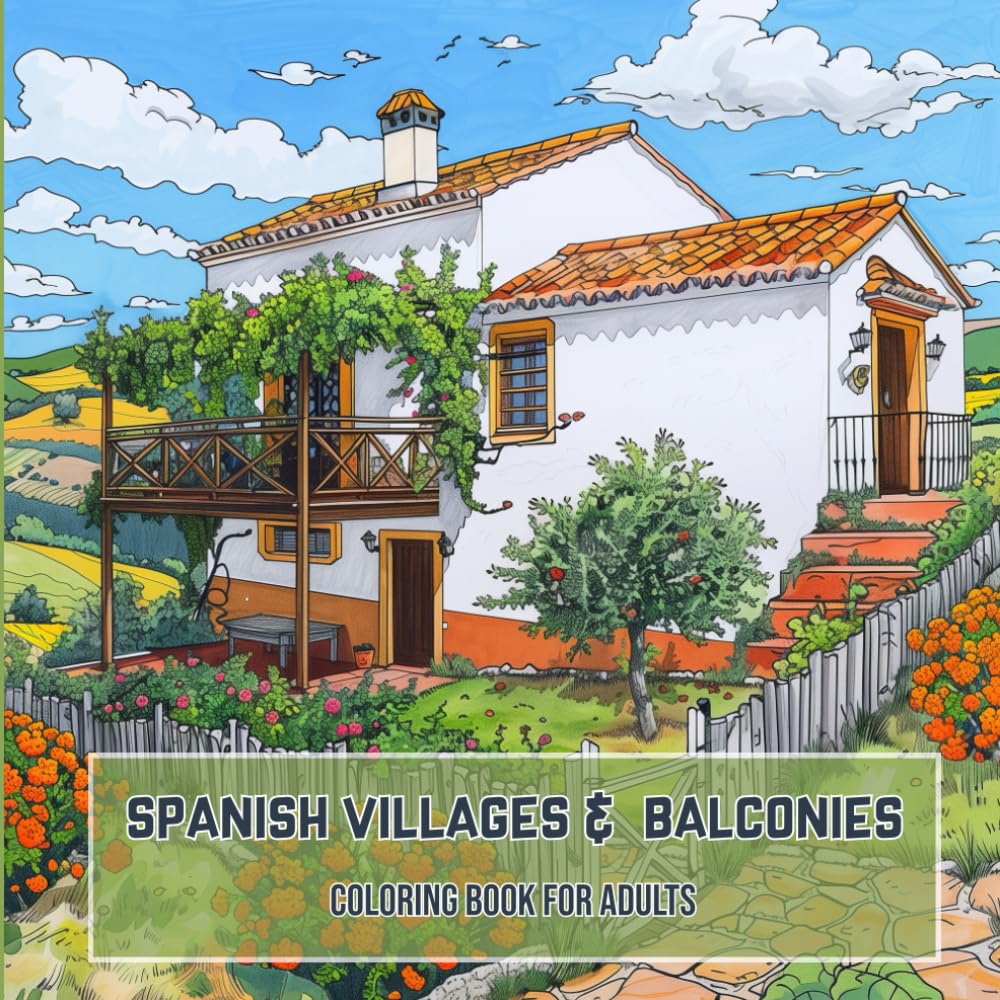 Spanish Villages & Balconies - A Relaxing Coloring Book for Adults (Color the World: Houses, Landscapes & Architecture Series)