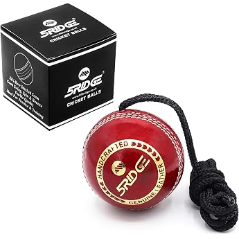 Cricket Ball - Develop Hand Eye Coordination Leather Ball for Practice and Knock Cricket Ball with Rope One Size Red 1 Piece