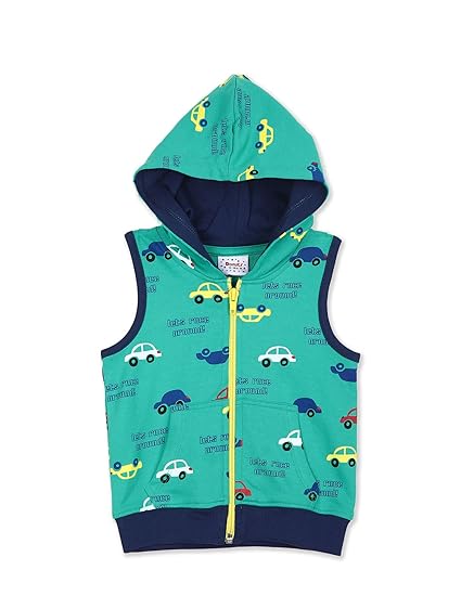 Donuts by Unlimited Boys Green Sleeveless Hooded Sweatshirt