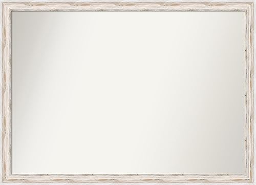 Amanti Art Espejo de baño blanco para sobre el fregadero, 31 x 43 pulgadas, espejo de tocador rectangular estrecho de Alexandria White Wash, marco
