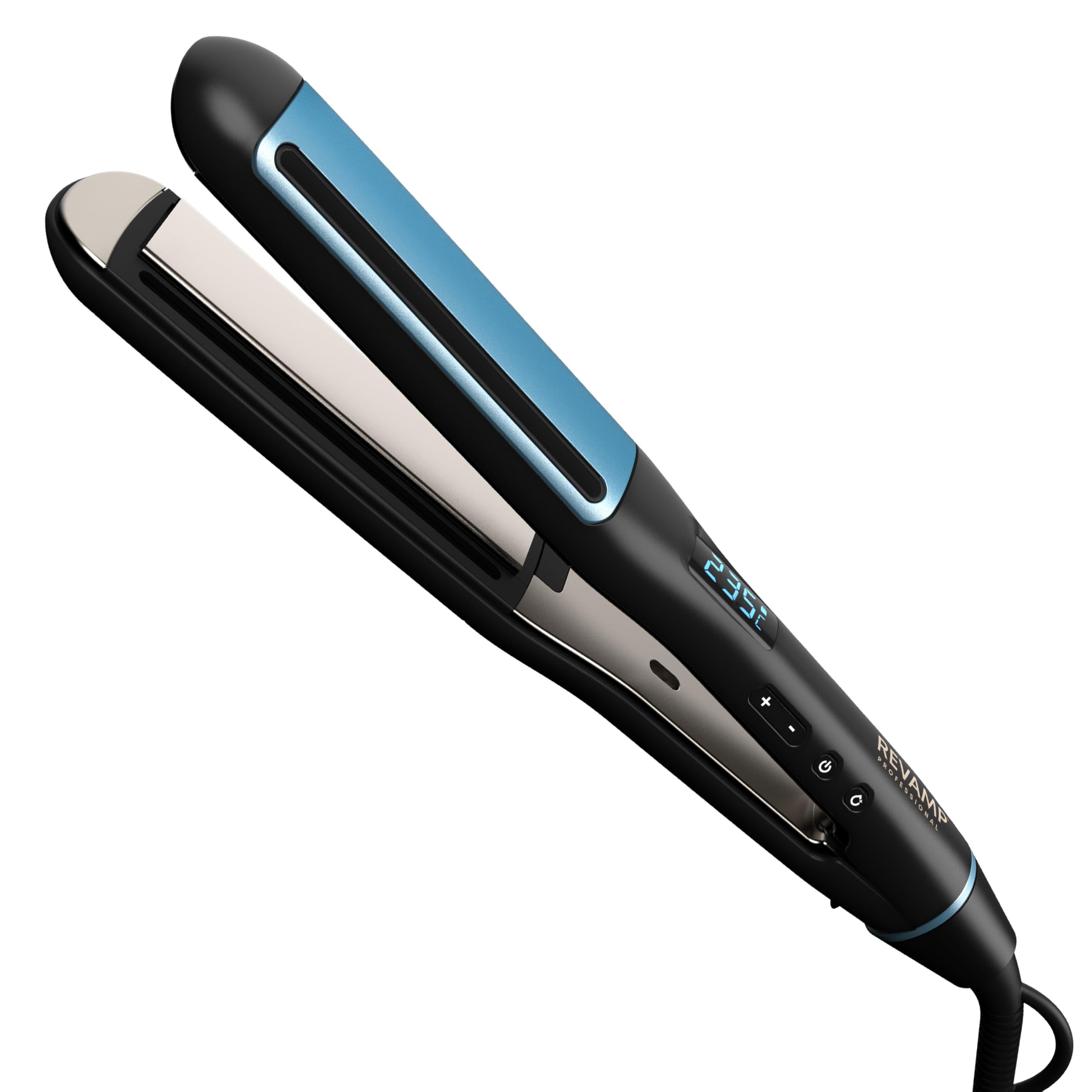 REVAMP Hydro Shield X Shine Lisseur Céramique – Fer à Lisser à Plaques Larges pour Cheveux Longs et Épais, Lissage et Boucles – Chauffe Ultra Rapide, Lisseur Professionnel de Salon