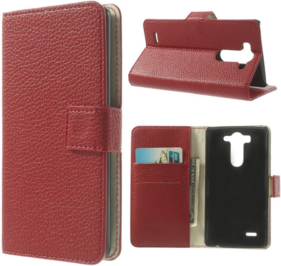 For LG G3 S Mini Litchi Grain Flip Leather Stand Case Cover w/ Card Slots - Red