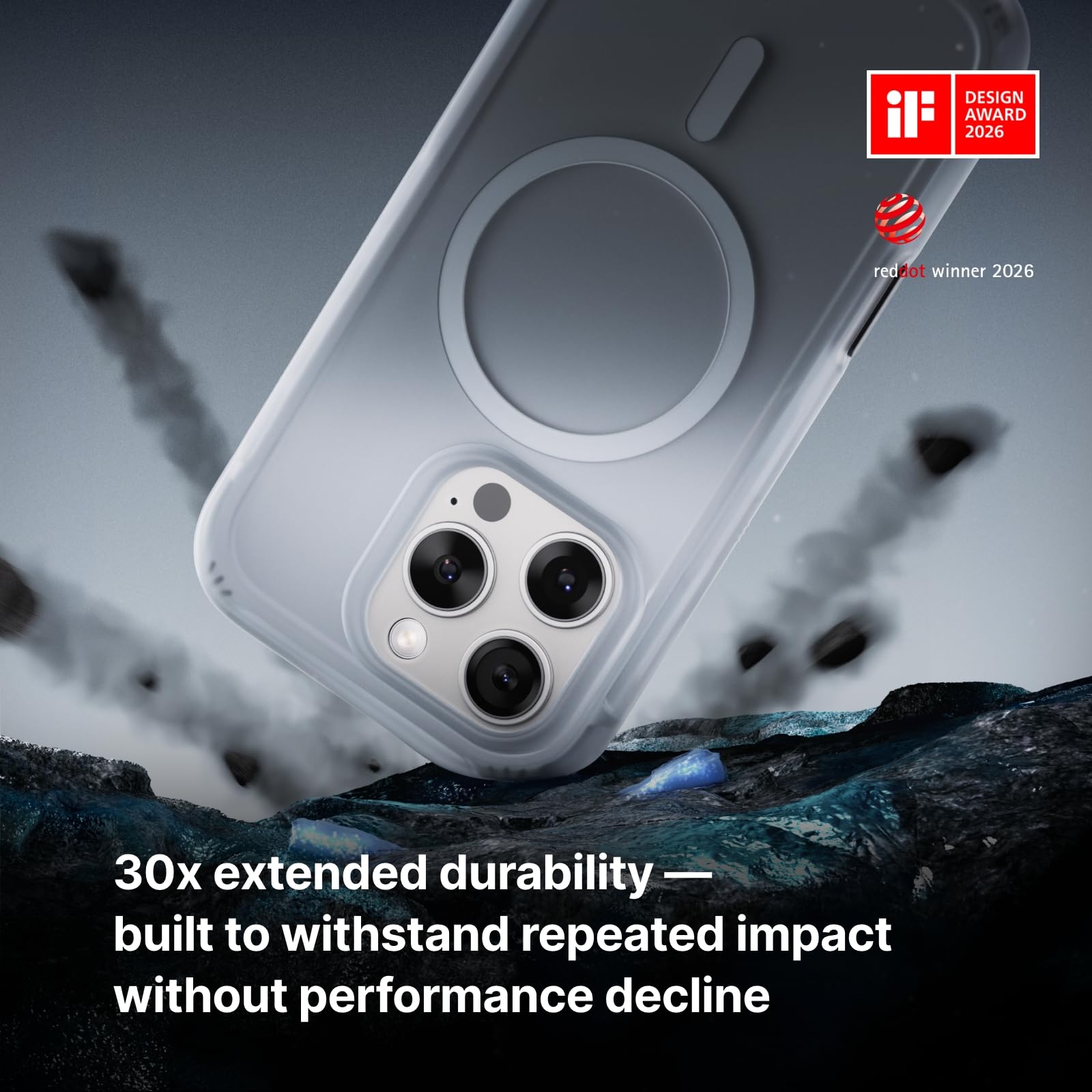 RHINOSHIELD Etui kompatybilne z MagSafe do iPhone'a 15 Pro Max | AirX - ultra amortyzowane etui na telefon odporne na wstrząsy, zwiększona trwałość, 100% recyklingu - Flux Gray