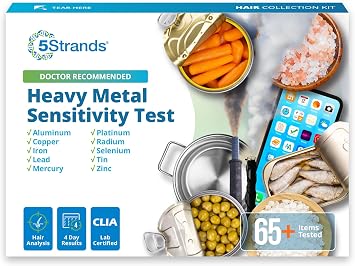 5Strands Heavy Metal Sensitivity Test for Adults & Kids, 67 Items Tested, At-Home Hair Test to Identify Aluminum, Mercury, Lead & Other Metal Sensitivities, Results in 4 Days