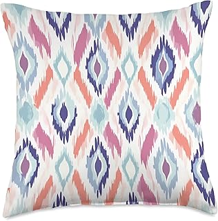 Uzbek Ikat Boho Geometric Prints Ikat Accent Blue Orange White Pattern B...