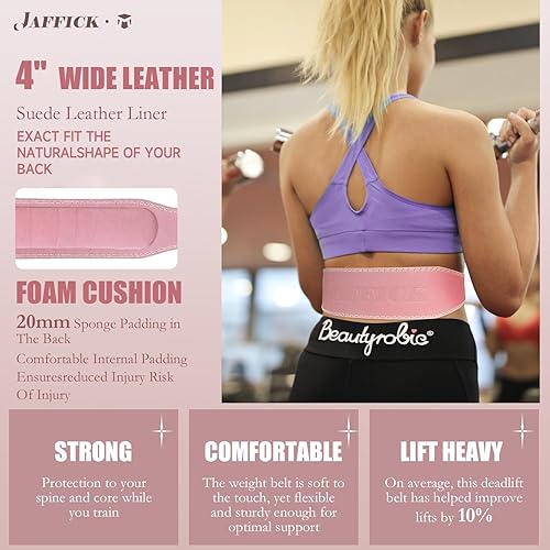 Miniatura 9 de Jaffick Cinturón de levantamiento de pesas para mujer, cinturones de cuero para gimnasio, cintura baja, soporte de espalda para mujeres y hombres,