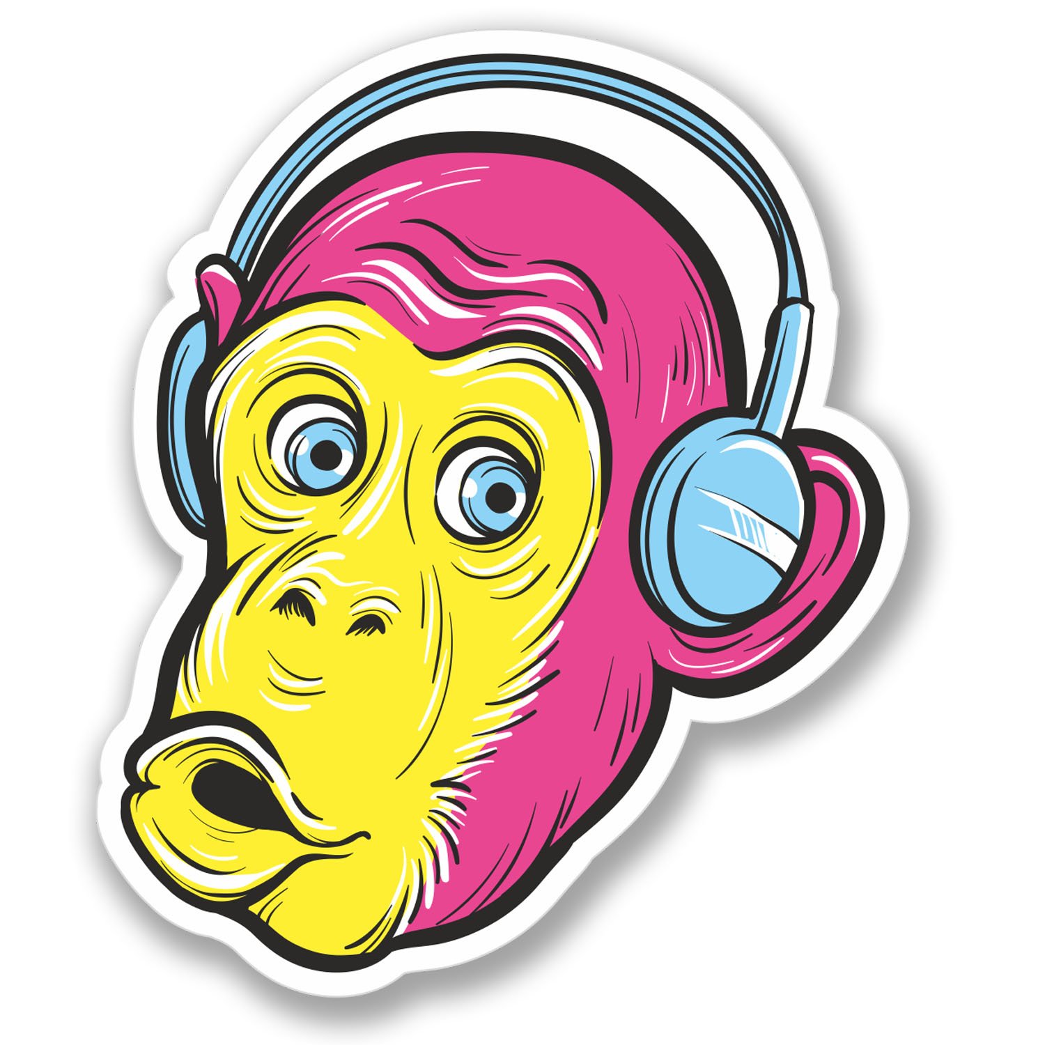 Destinationvinyl As Shown. 2 X Monkey Headphones Sticker Car Bike Bike Laptop Kids Skateboard Funny #4133 (8.4Cm Wide X 10Cm Tall)