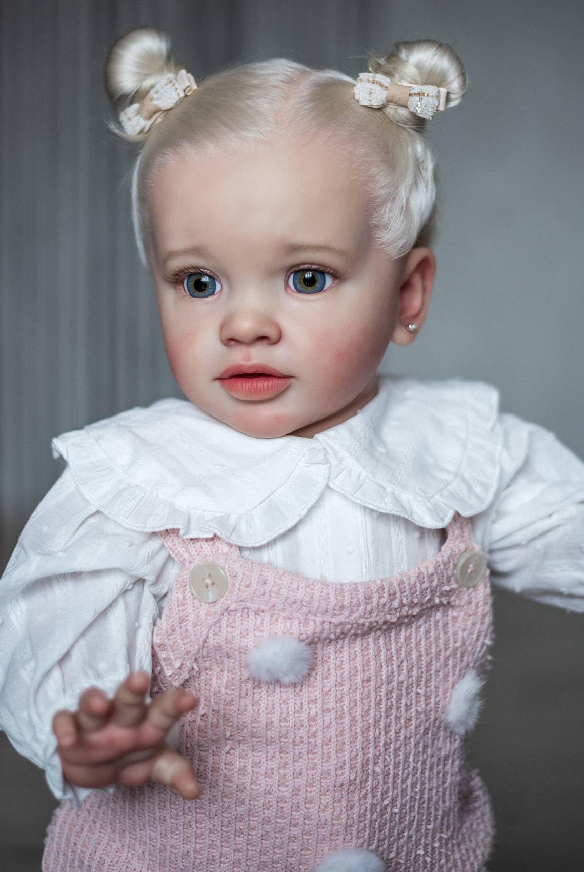 Pinky Reborn Baby Dolls 26 Inch Lifelike Toddler Girl Doll Blonde Hand-Rooted Hair Soft Cloth Body Realistic Newborn Doll Ideal for Kids Play Collectible Art Doll Birthday Home Display
