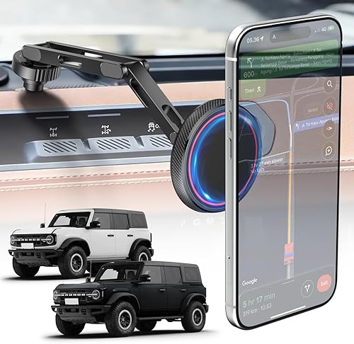 CloudValley Soporte de teléfono para Ford Bronco 2021 2022 2023 2024 24 puertas, sujeción fuerte para MagSafe compatible con iPhone 17 16 15 14 13