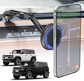 CloudValley Ford Bronco Phone Mount 2021-2026 2/4 Door, Magnetic Phone Holder with Aluminum Alloy, 360 Adjustable Off-Road Stable, No Drill No Damage Easy Install, Compatible with iPhone 17-12