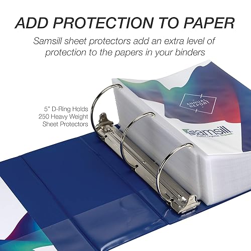 Vista 376 de Samsill Carpeta duradera de 1.5 pulgadas, fabricada en los Estados Unidos, carpeta de anillos en D, carpeta transparente personalizable, color Negro