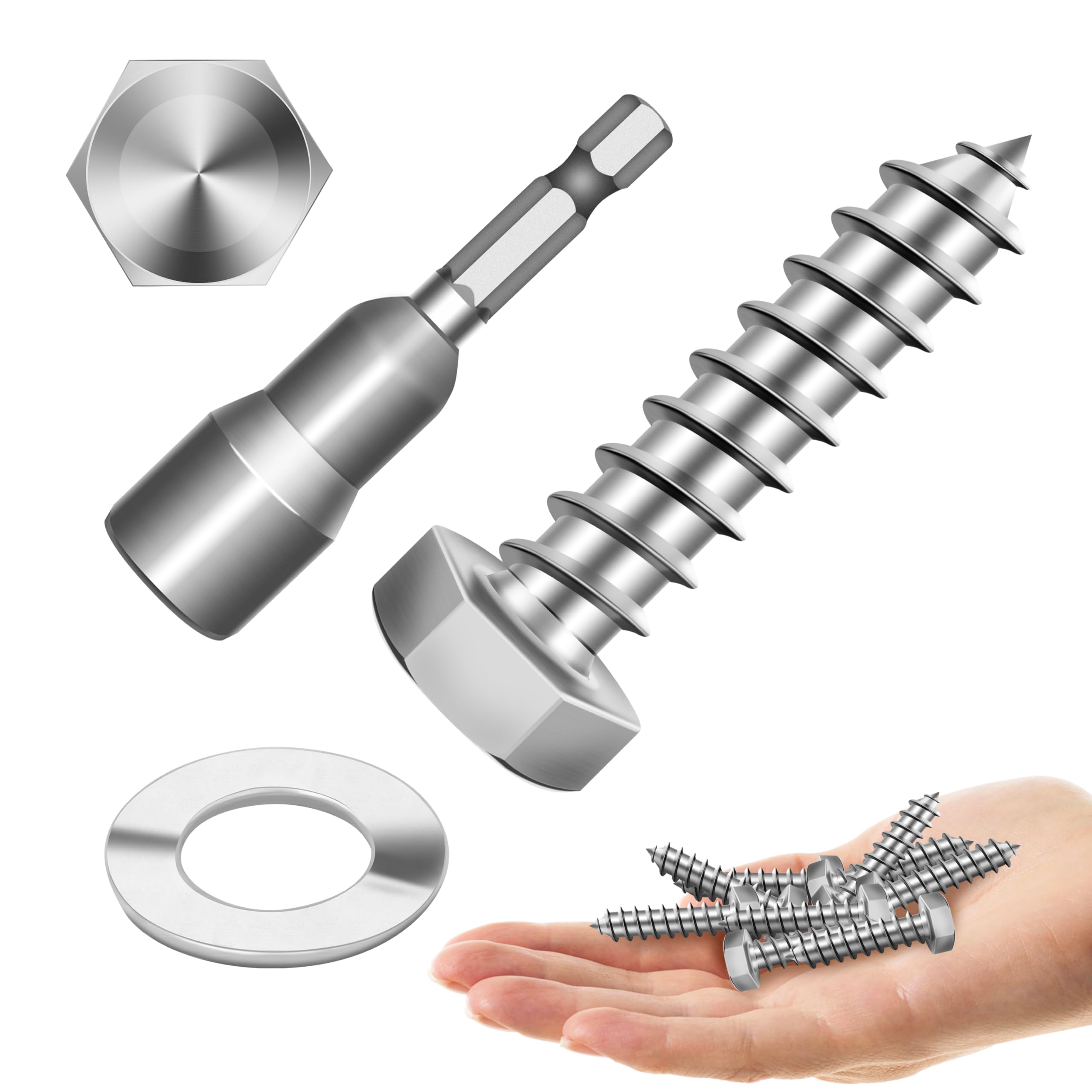 Stainless Steel Lag Screws - 12 Sets 5/16" Hex Head -15 Stainless Steel Lag Screws - 12 Sets 5/16" Hex Head -15