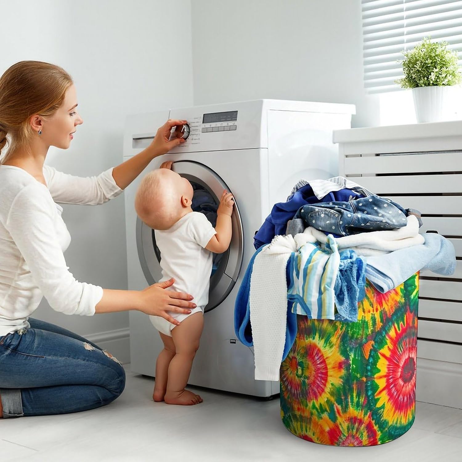 Rasta Tie-Dye Pattern Laundry Hamper Basket for Home Bathroom | clothes storage,handle,large capacity,oxford