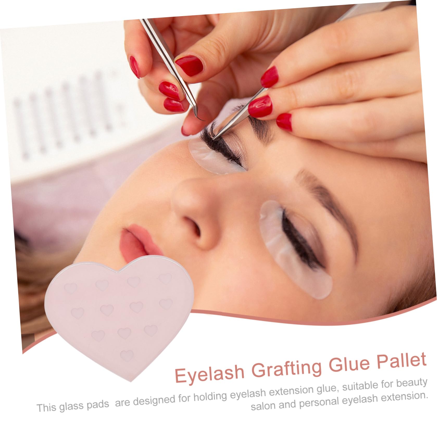 FOMIYES Heart-shape Eyelash Extension Pallet Glass Eyelash Plates for Salon Supply