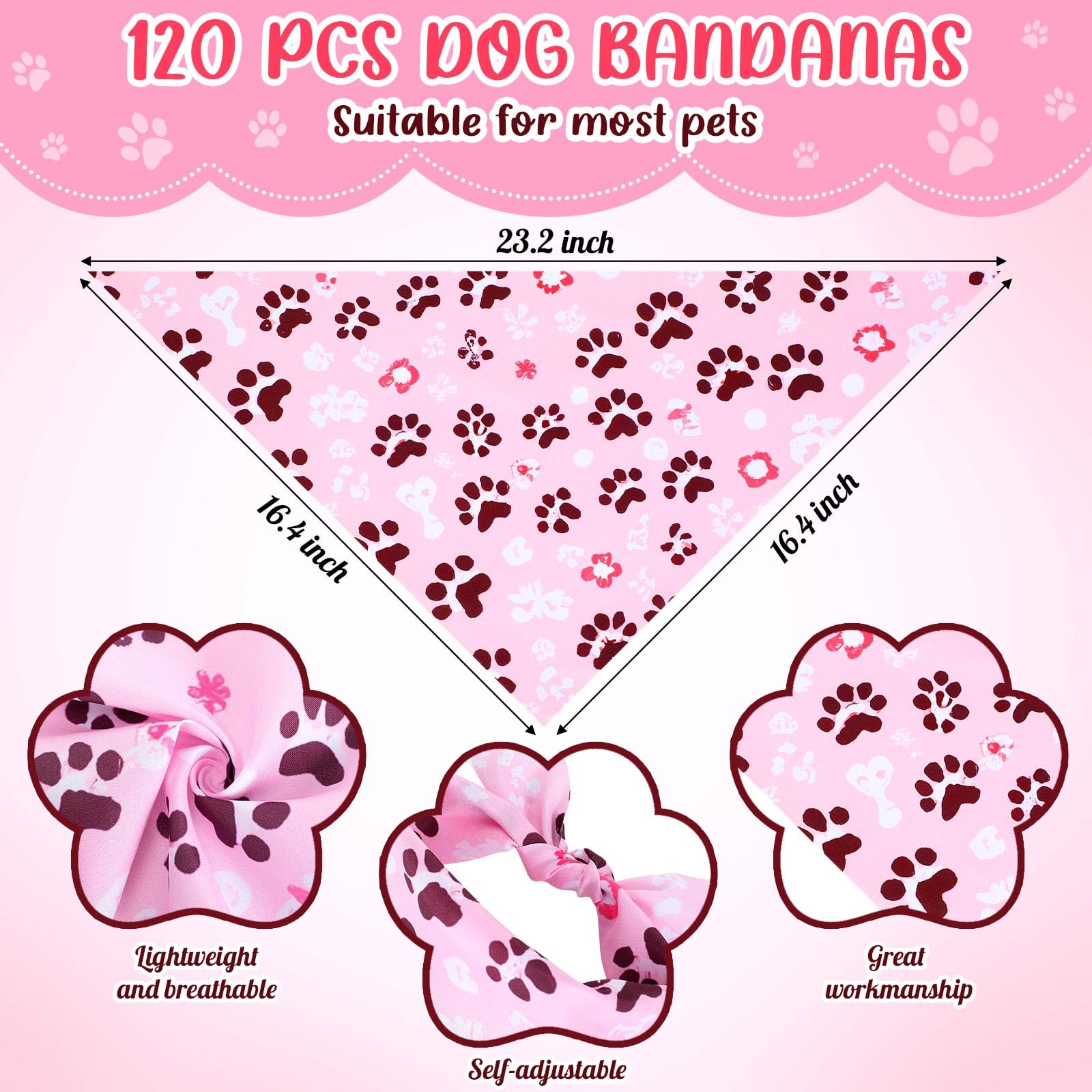 Youyole Lot de 120 bandanas triangulaires doux pour animal domestique Motif pattes de chien Pour petites et moyennes races
