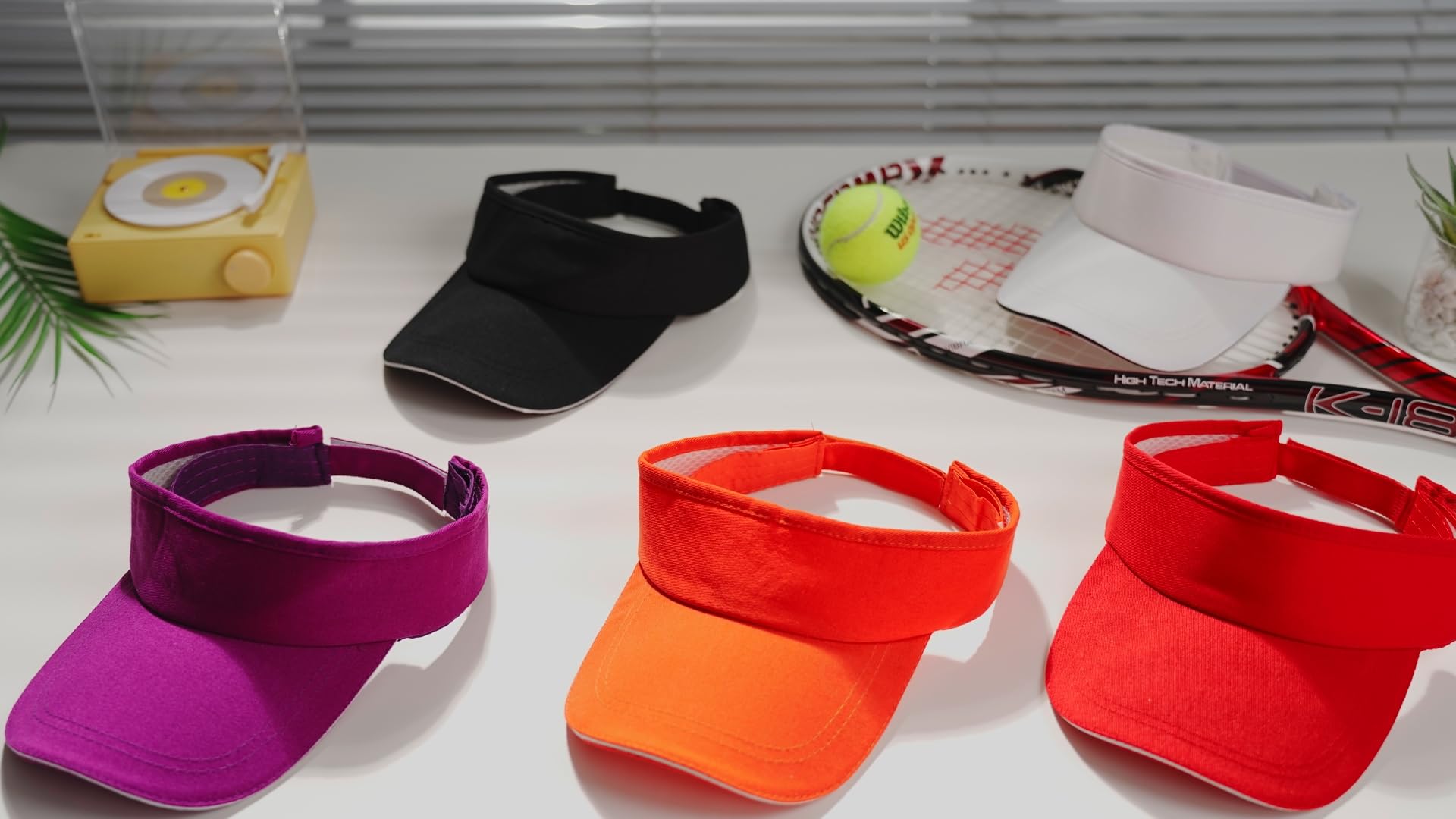 Lot de 24 visières en vrac pour femme - Chapeau de soleil - Protection UV - Pour le tennis, le baseball, le golf, jaune, Taille unique