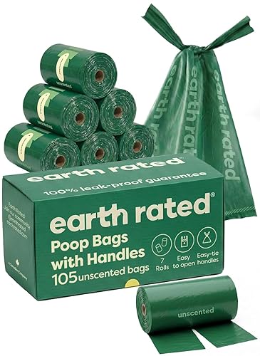 Dog Poop Bags with Handles on Refill Rolls, Easy-Tie on