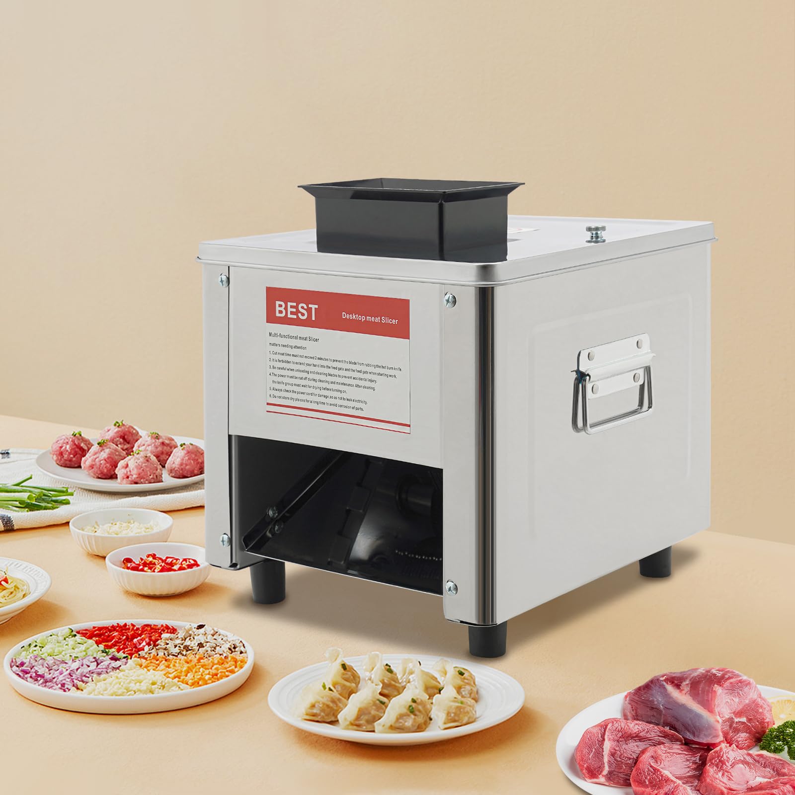 850W Stainless Steel Meat Cutter Machine, Electric Meat Slicer Shredded Cutting Machines, 330lb/h & 310r/min, for Boneless Pork, Chicken, Fish for Family and Commercial Use