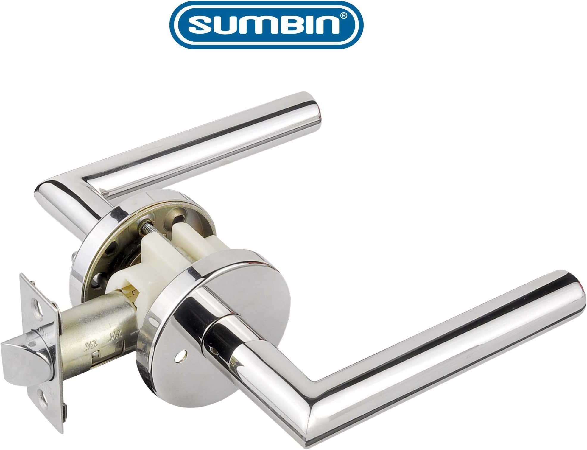 Bathroom Chrome Door Handle Lock Lever Interior Privacy,Adjustable Backset 2-3/8 Inch to 2-3/4 Inch