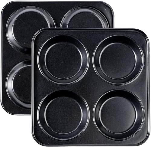 Yorkshire - Molde para pudín, moldes para magdalenas de 4 pulgadas, paquete de 2 moldes antiadherentes para hamburguesas Whoopie, moldes para