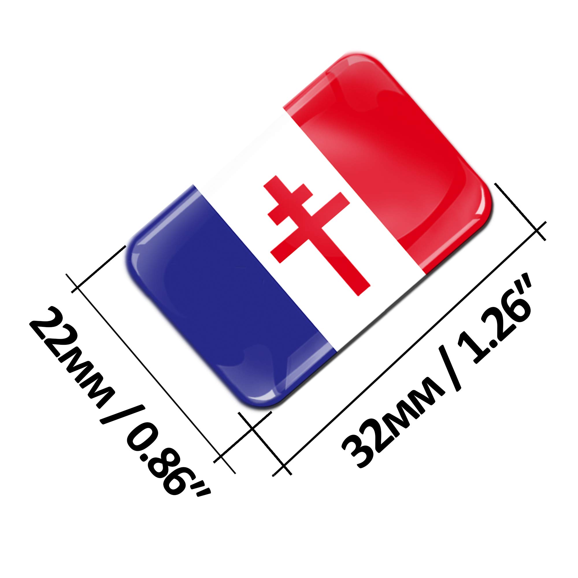Biomar Labs® 2 x 3D Silicone Bandiera Francese Francia Flag per Auto Moto Tuning F 73