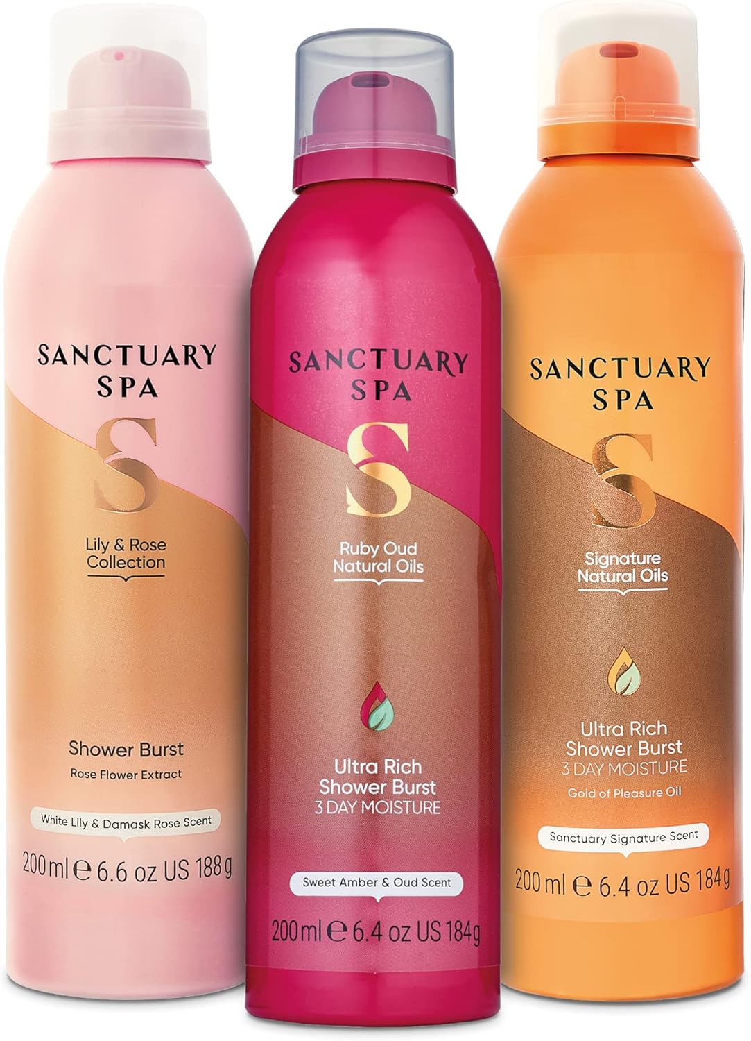 Sanctuary Spa Shower Burst Trio Signature Ruby Oud Lily and Rose