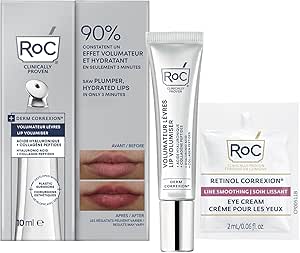 RoC Derm Correxion Lip Volumizer - Lip Plumper Peptide Treatment + Hyaluronic Acid &amp; Vitamin E with Line Smoothing Eye Packette