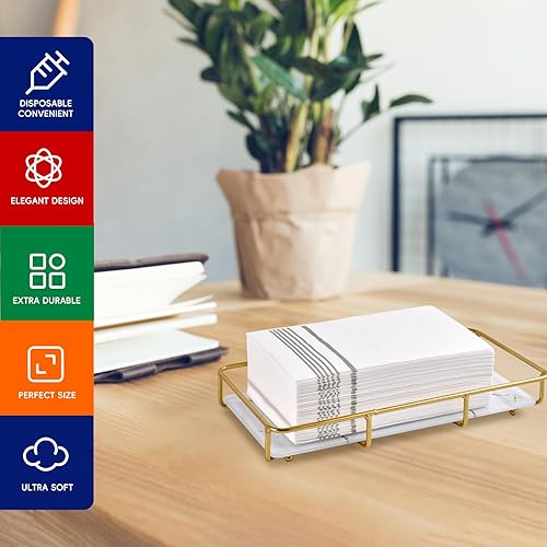 Miniatura 10 de Paquete de 100 servilletas de papel desechables de 3 capas de alta calidad, servilletas de cena desechables, suaves, absorbentes, servilletas de