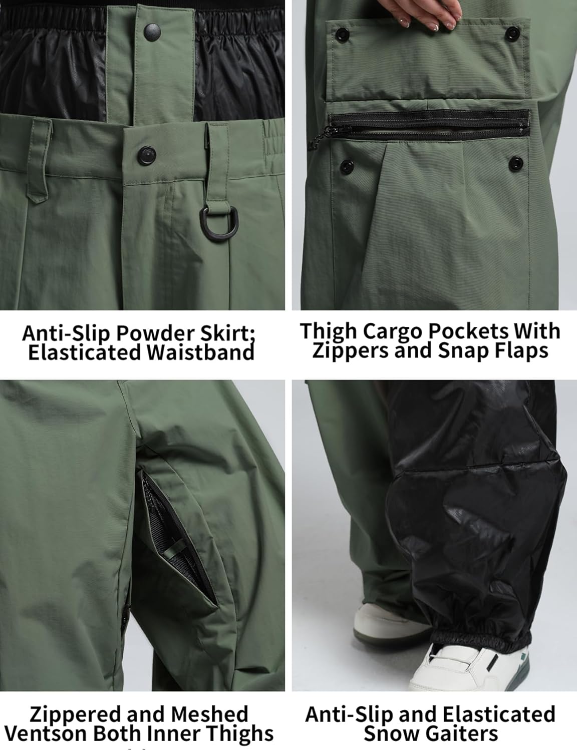 GSOU SNOW Women Men Ski Pants Snowboard Pants Super Baggy Snowboarding Loose Snow Sport Insulation Waterproof Windproof - Image 5