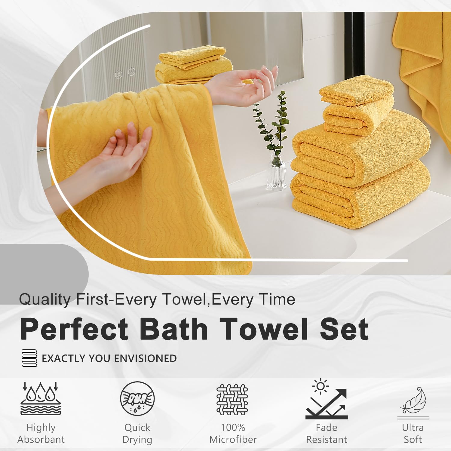Juego de toallas de baño de 8 piezas, 2 toallas de baño de gran tamaño, 2 toallas de mano, 4 toallas faciales, juego de toallas de baño extragrandes suaves para baño y hotel, colecciones de toallas de