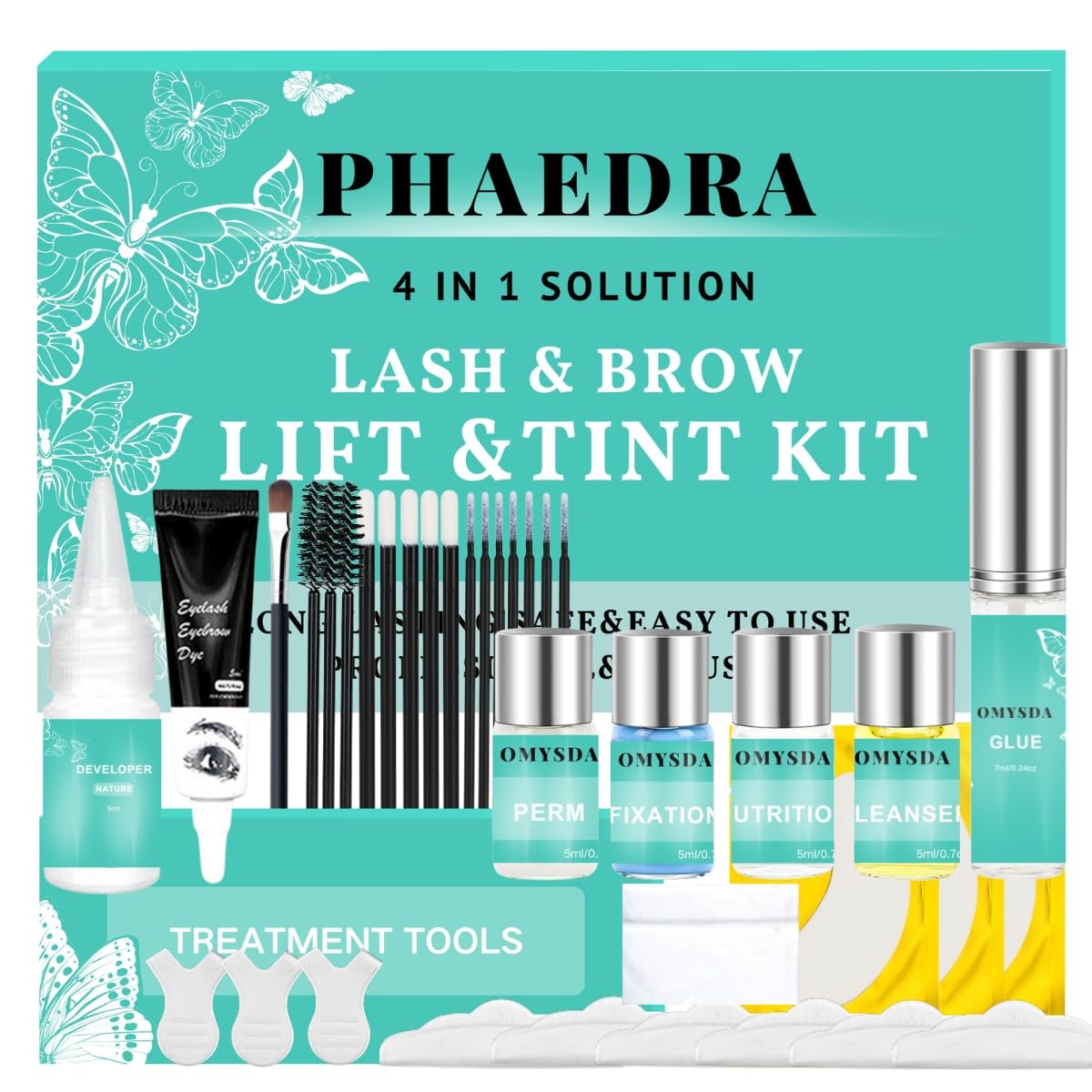 Lash Lift and Brow Lamination Kit Black Color, Professional 4 in1 Lash and Brow Perm Kit, 6-8 Weeks Long-lasting, for DIY or Professiona Use