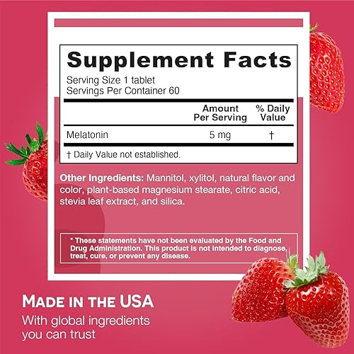 Miniatura 9 de EZ Melts Melatonina para dormir 5 mg vitaminas sublinguales veganas cero azúcar sabor natural a menta 60 tabletas de disolución rápida