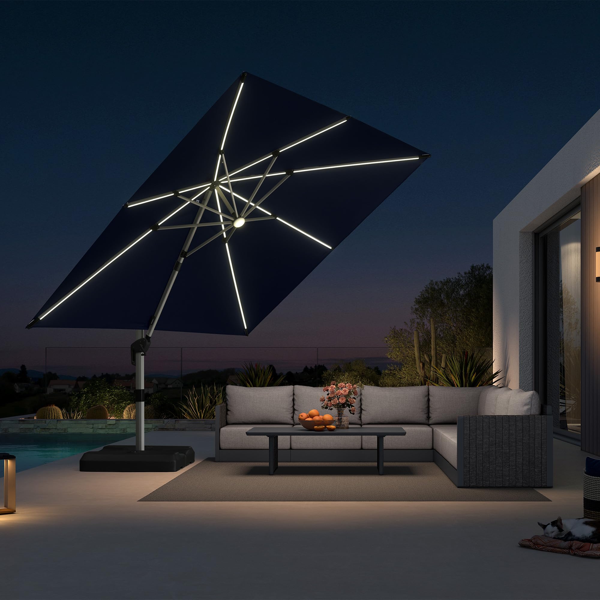 PURPLE LEAF Navy Blue Cantilever Umbrella