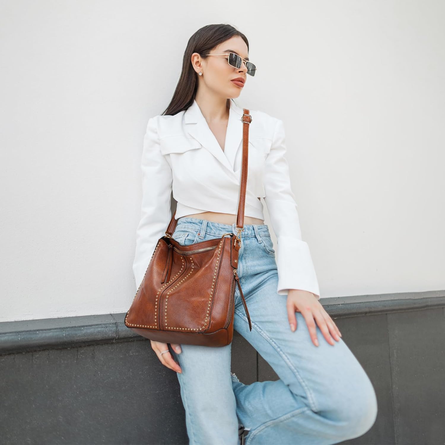 BAIGIO Hobo Bags for Women Handbags Purse and Wallet Set Large Hobo Crossbody Bags Fashion Vegan Leather Tote Bag 2pcs - Image 3