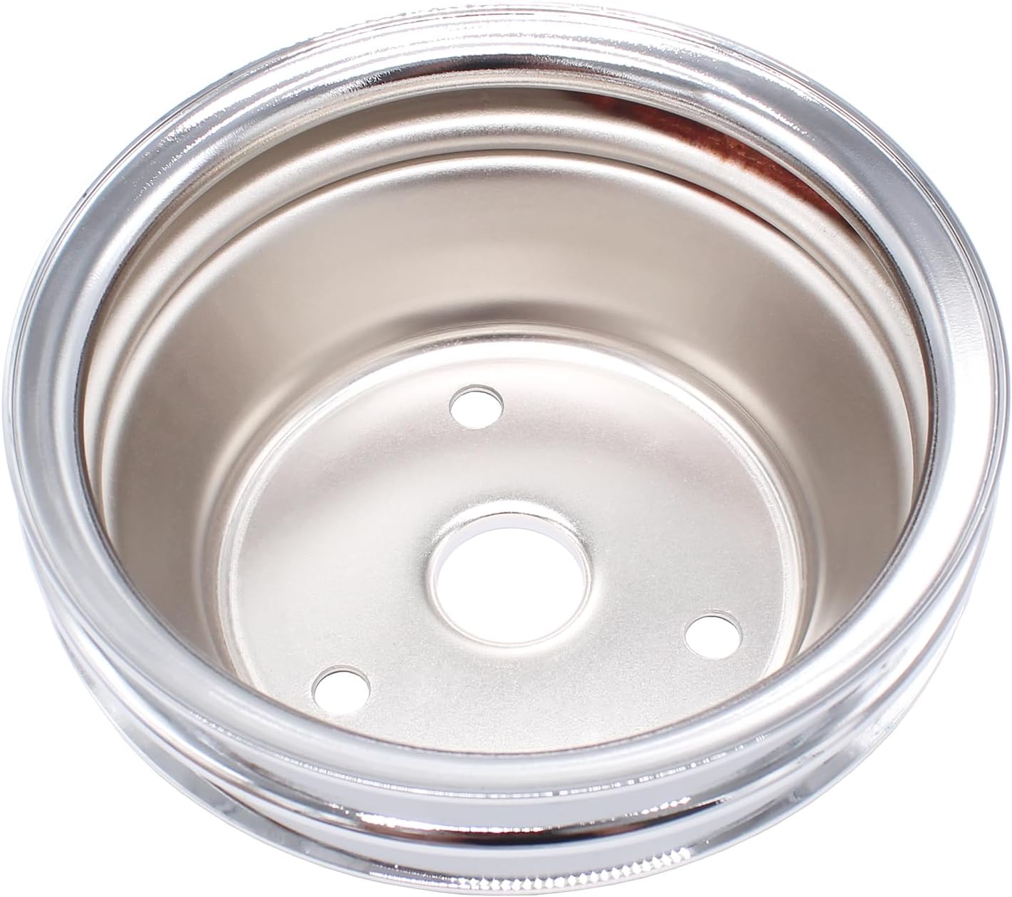 1 Pcs Polished Steel Crankshaft Pulley Double-Groove LWP Long Water Pump Compatible with Small Block Chevy SBC 262 265 267 283 302 305 307 327 350 400