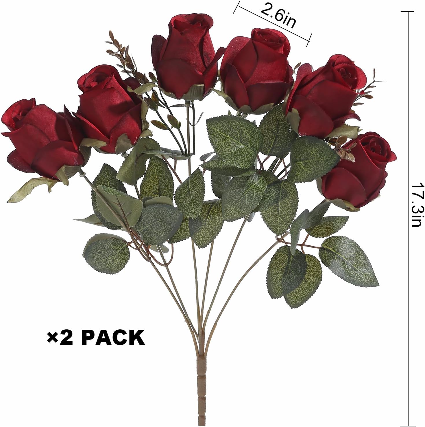 FlueHouzz Artificial Roses Flowers Fake Silk Rose Bouquet 12 Heads 2 Packs of Realistic Blossom Roses for Home Wedding Party Floral Decoration Table Centerpieces, Burgundy - Image 2