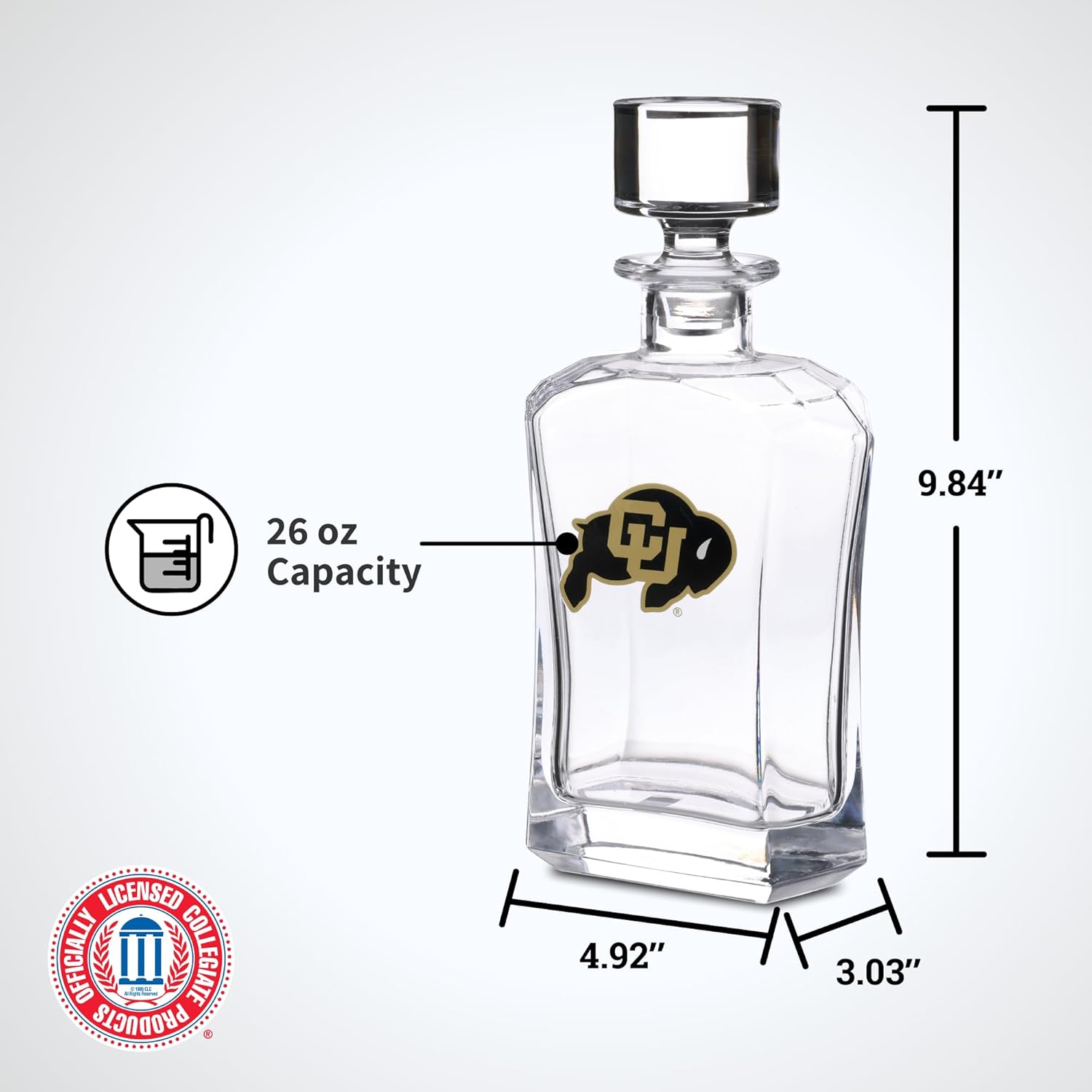 The Memory Company Officially Licensed NCAA 26 oz Whiskey Decanter Set - Glass Barware with Team Logo, College Sports Fan Gift & Collectible - Image 5
