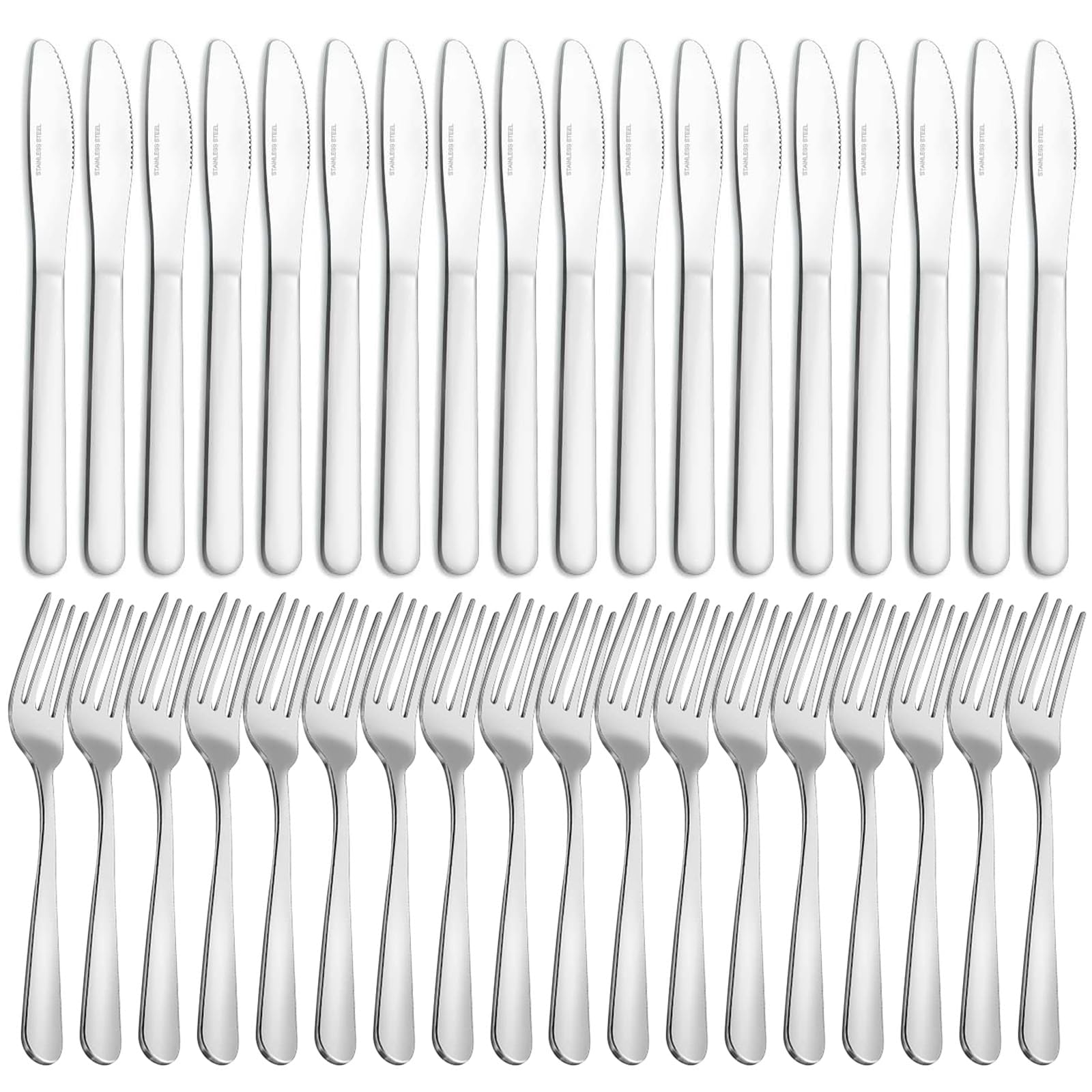 Pleafind 36 Piece Knife and Fork Sets, Stainless Steel Cutlery Set