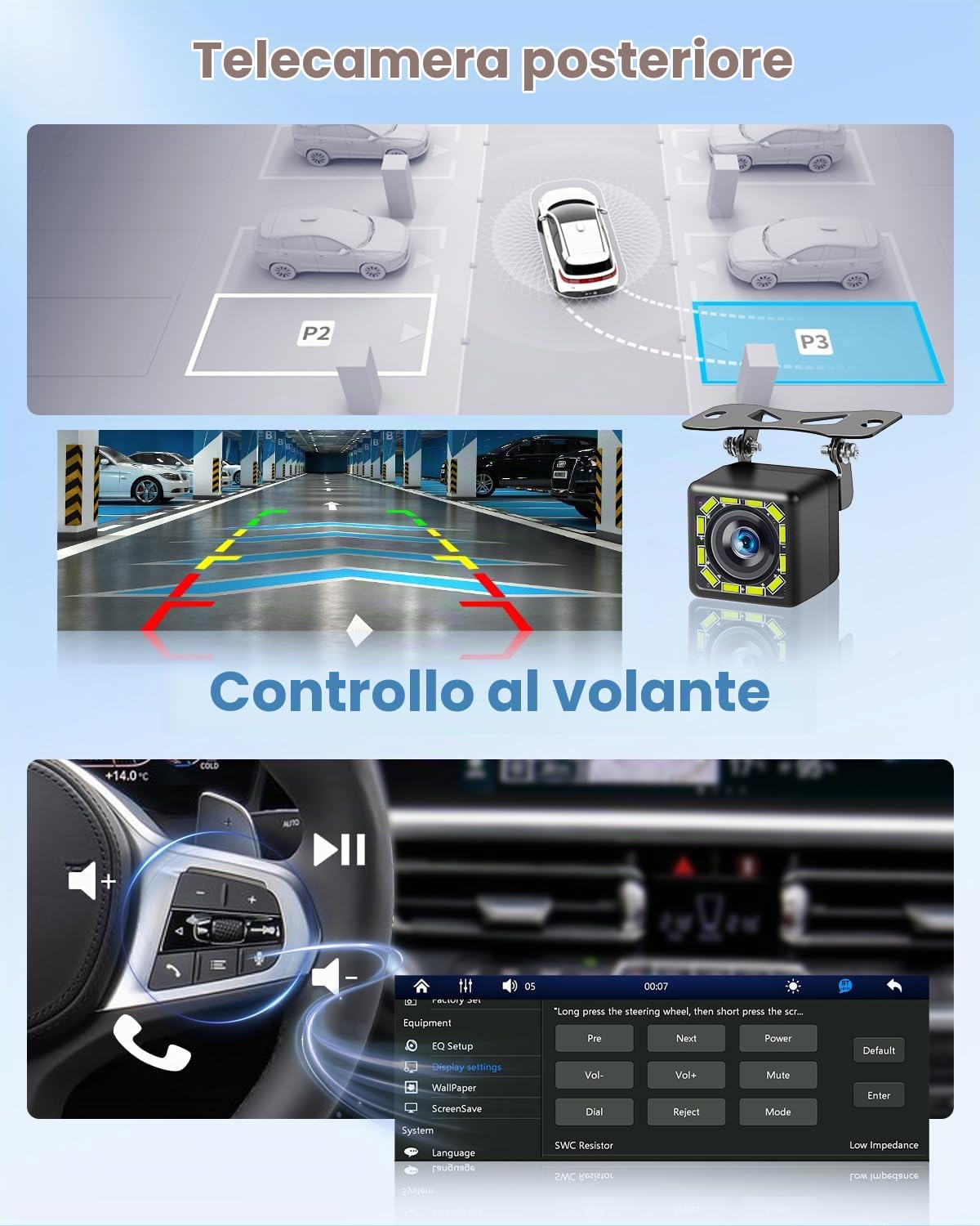 1 DIN AM Android Autoradio Compatibile con Wireless CarPlay Android Auto | 6,5 Pollici Incell Touchscreen Player Radio con RDS FM Bluetooth Ricarica Rapida Mirror Link Telecamera per Veicolo Type-C
